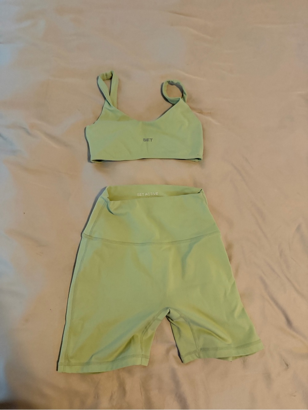 SET Active Sage Green Sports Bra and High-Waist Shorts Set